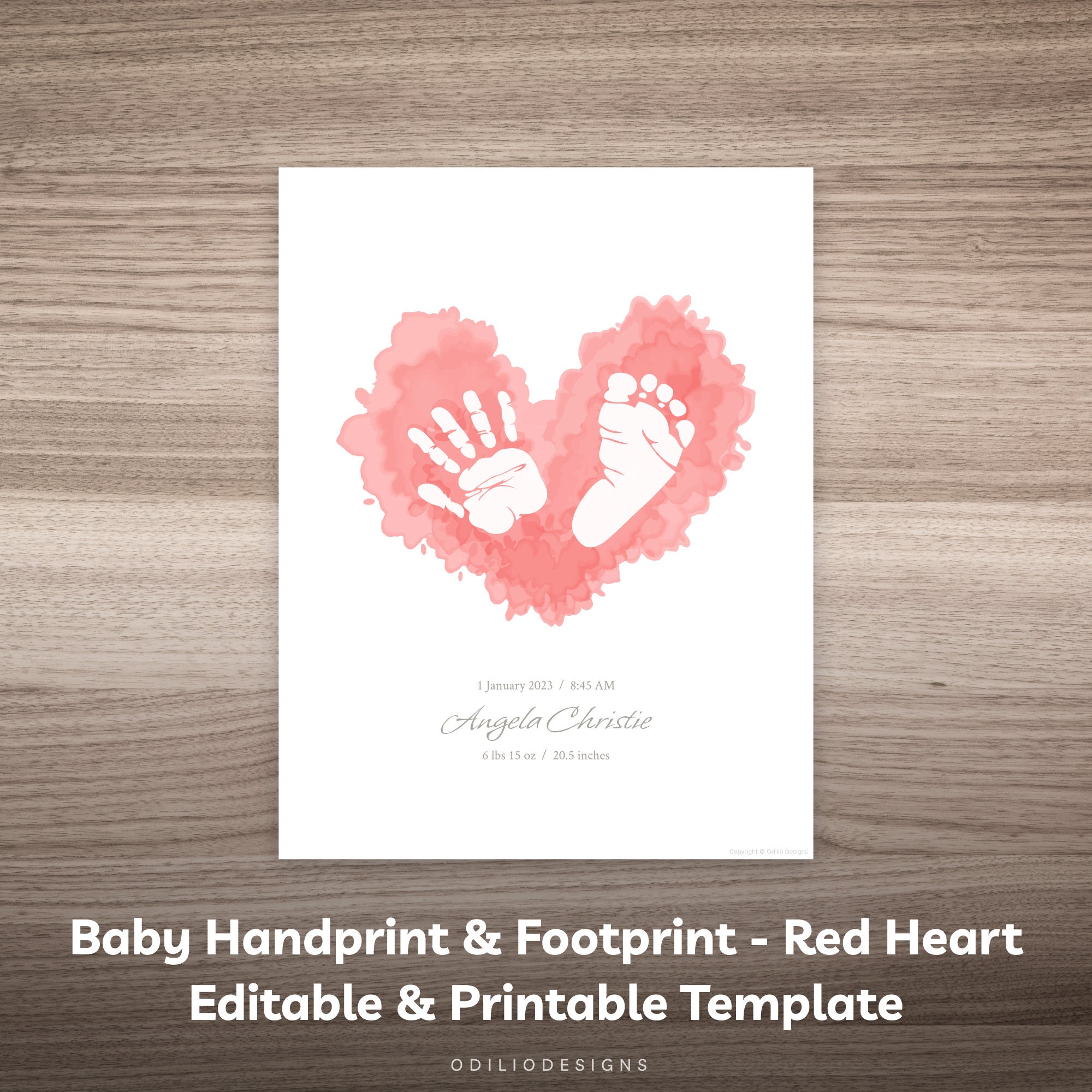 Personalized Baby Handprint Footprint Keepsake Printable Newborn Hand ...