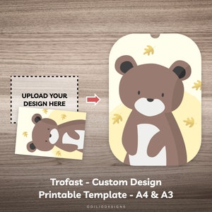 Custom Printable Flisat Trofast Insert Template as Editable PDF File to DIY Personalized Custom Design or Small and Large Bin Lid in A4 & A3