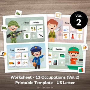 Community Helpers Activity Busy Book Printable Worksheet for Toddler Preschool Kindergarten Kids Occupation Sorting Profession Matching Game