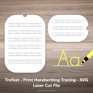 Alfabeto y tablero de seguimiento de números Flisat Trofast Tapa Insertar SVG Archivo de corte láser para niños Borrado en seco Imprimir Escritura a mano Práctica Escribir carta