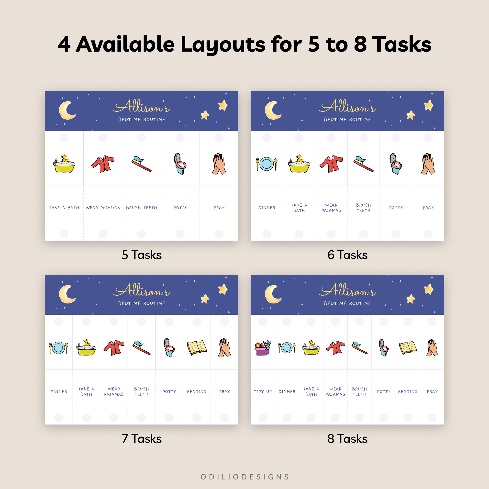 Editable Bedtime Routine Flip Chart for Toddler Bed Time Etsy Ireland