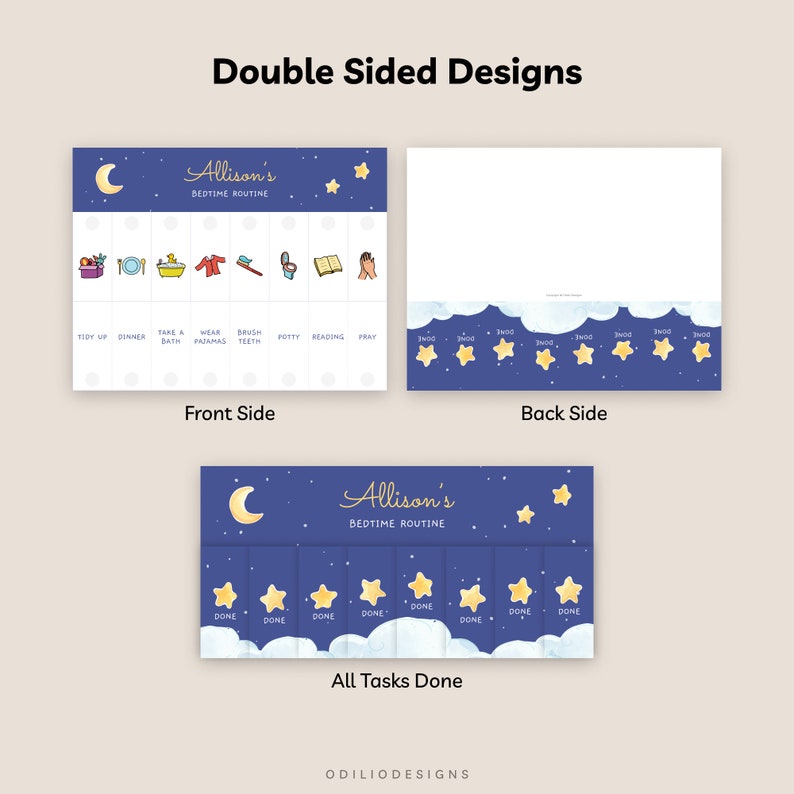 Editable Bedtime Routine Flip Chart Template for Kids' Evening Schedule Checklist with Pictures (Image 3)