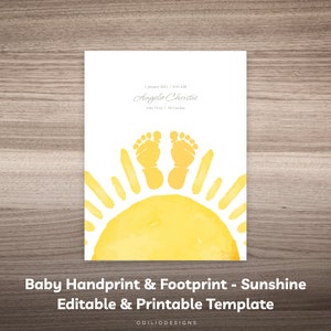 Kit personalizzato per l'impronta del bambino per i piedi del piede del neonato Stampa Keepsake Statistiche di nascita stampabili Modello di segno Baby Shower Regalo per la prima volta mamma