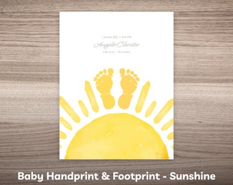 Personalized Baby Footprint Kit for Newborn Foot Feet Print Keepsake Printable Birth Stats Sign Template Baby Shower Gift for First Time Mom
