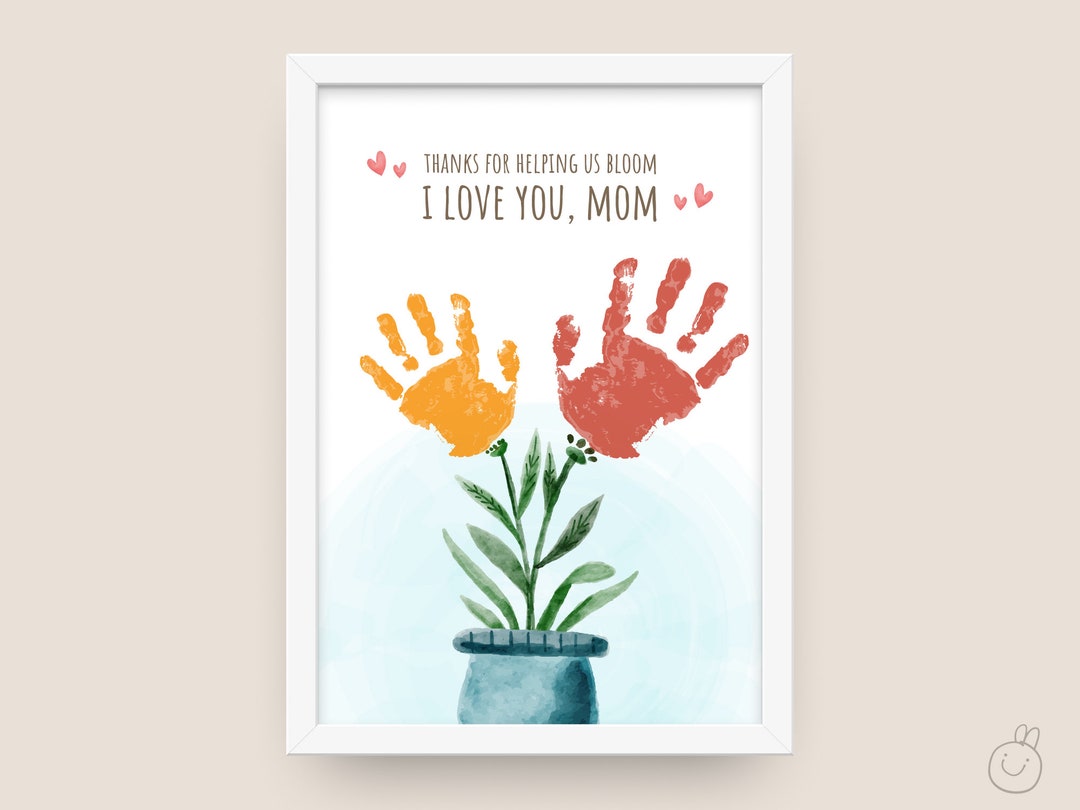 I Love You Hand And Footprint Mothers Day Cards Vase Mother's
