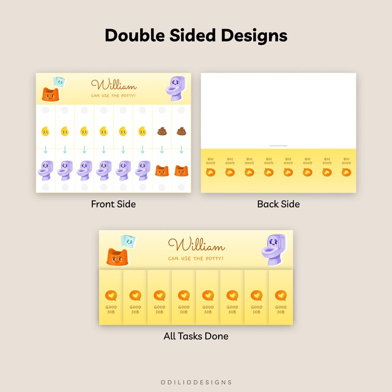 Editable Potty Training Chart Printable Template for Boy & Girl, Toddler, or Kids Toilet Training (Image 3)