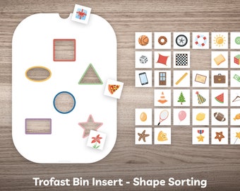 Shape Sorting Flisat Trofast Lid Insert Printable Template for Object Shape Learning Activity for Preschool Homeschool Kindergarten Kids
