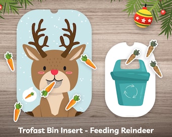 Christmas Flisat Insert Trofast Bin Lid Printable Game Feeding Xmas Reindeer with Carrot for Toddler Sensory Play Preschool Kids Activity