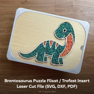 Brontosauro Riempibile Flisat Inserto Trofast Coperchio Contenitore - Modello SVG DXF File Taglio Laser per Bambini Gioco Sensoriale Montessori Apprendimento Attività Fai da Te