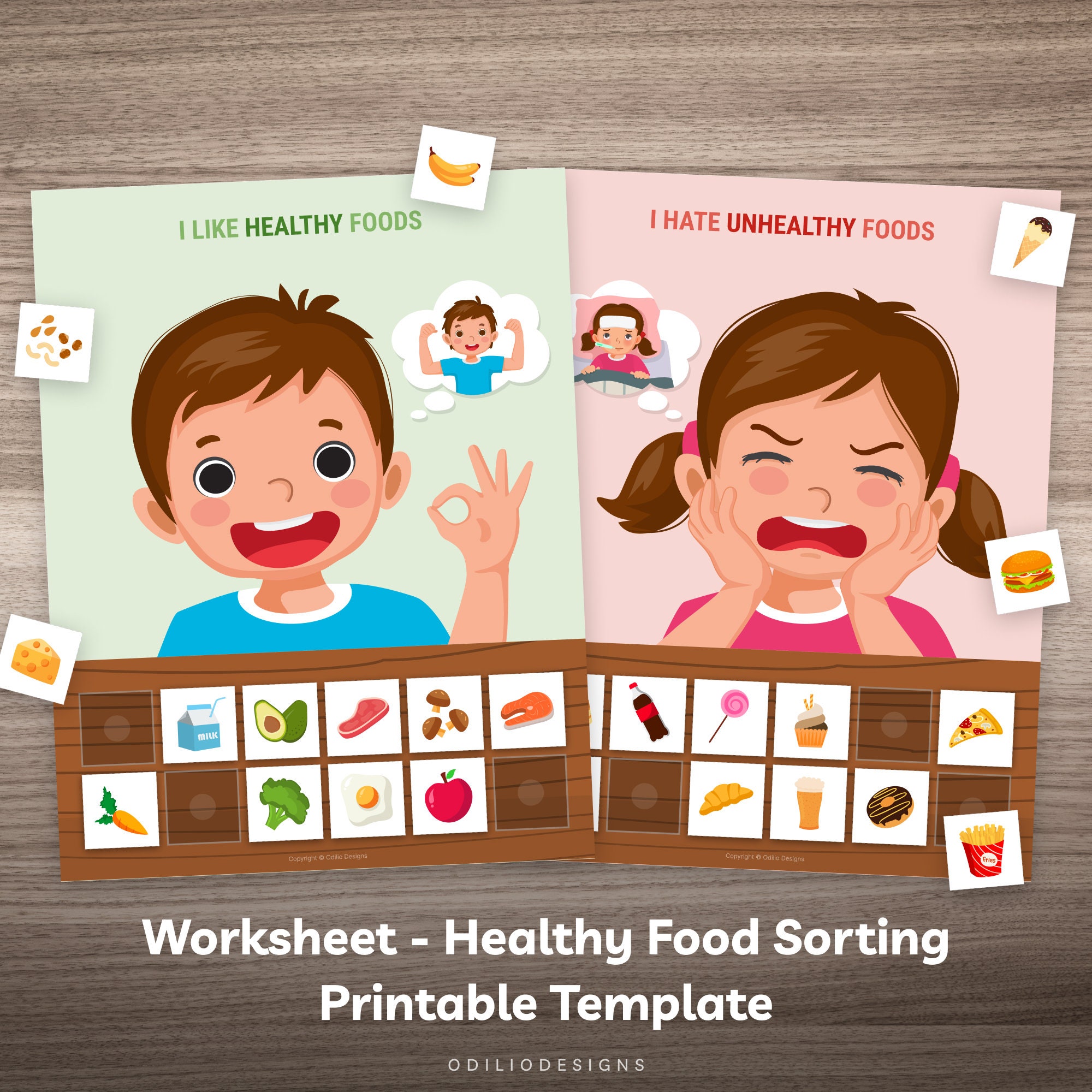 Healthy Unhealthy Foods Sorting Activity For Preschool Kindergarten 