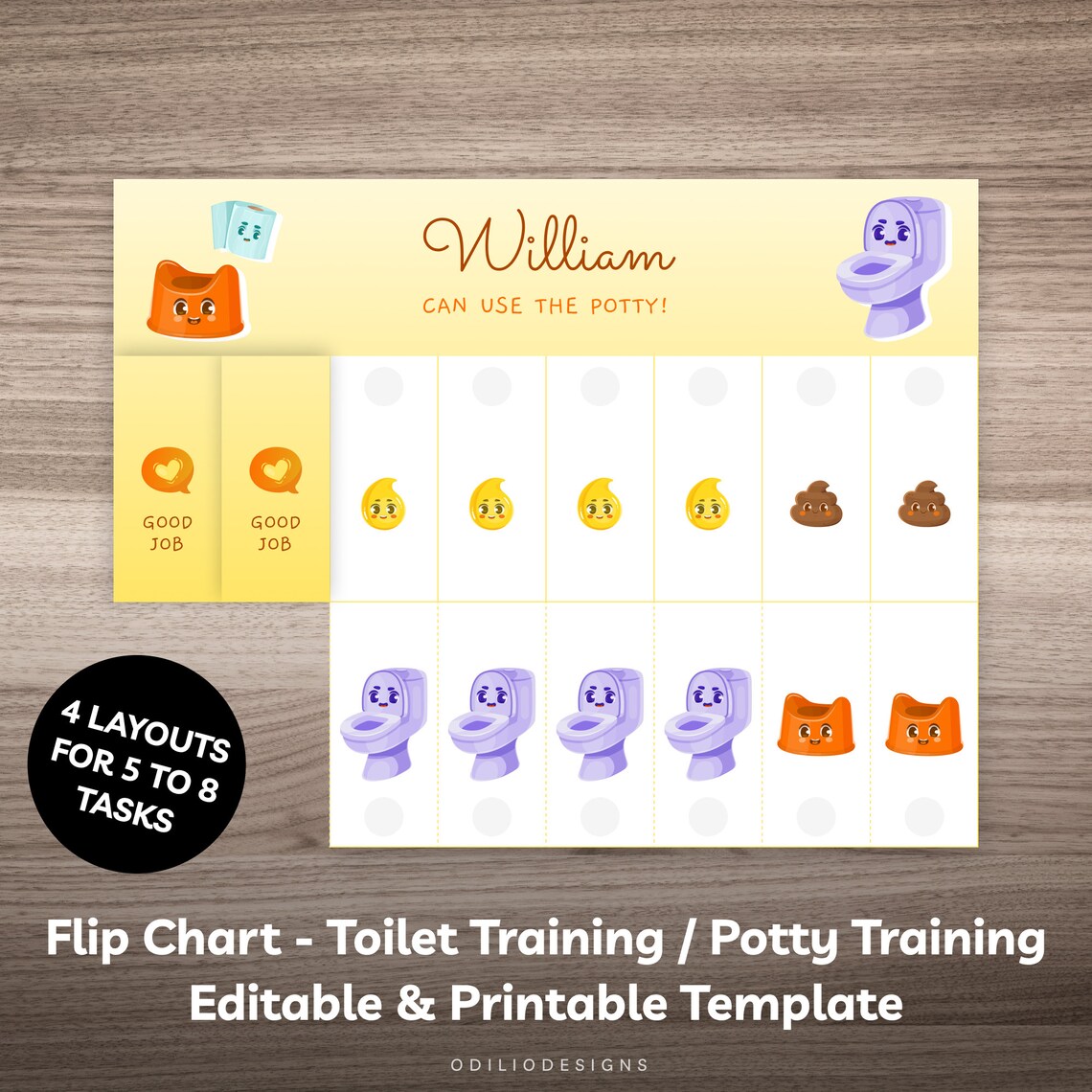 Potty Chart Rotation Editable Potty Training Flip Chart Printable Toilet Training Chart for ...