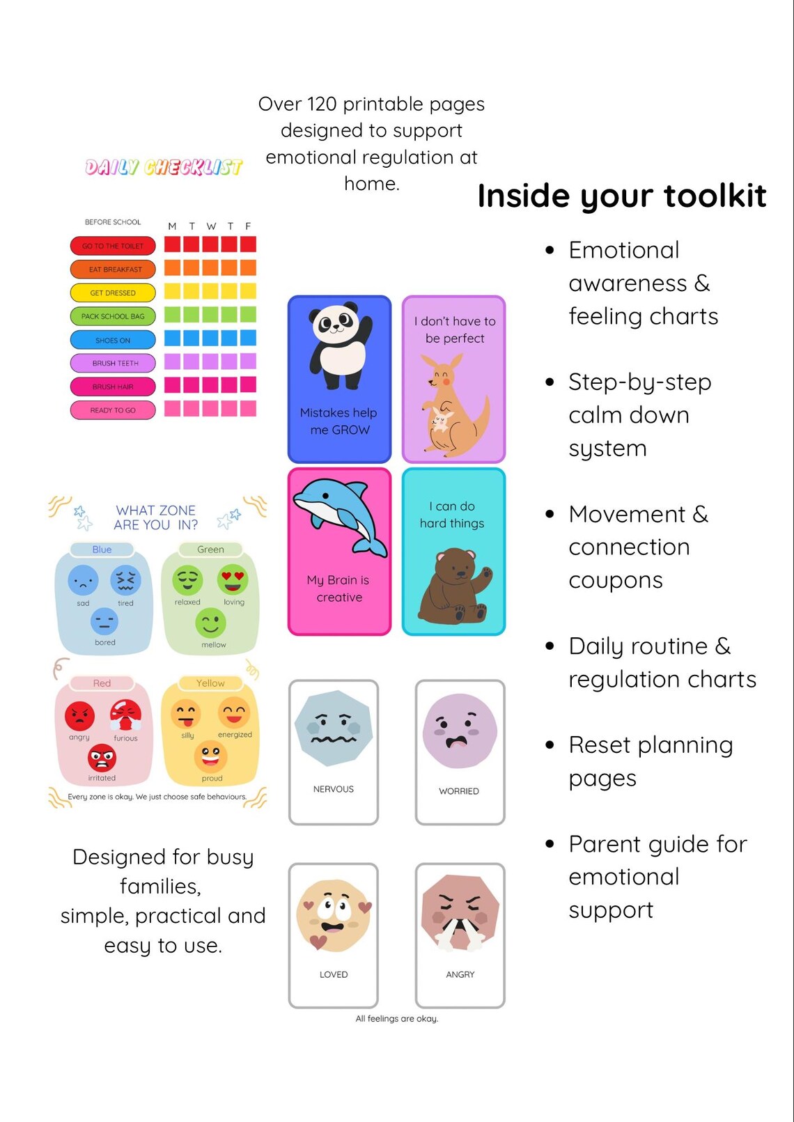 ADHD Emotional Regulation Toolkit for Kids | Calm Down, Routine Charts ...