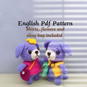 Padrão PDF escrito em inglês para cachorro de crochê