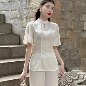 White Silk Pajama Set: Vietnamese Temple Outfit
