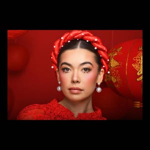 Twisted pearl headband (Mấn) Vietnamese Áo Dài accessories/ wedding áo dài headband/yellow/pink/red/purple