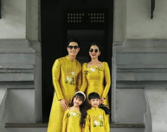 Matching Family Vietnamese Ao Dai Dress: Lunar New Year Outfit