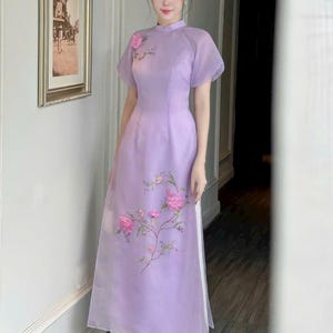 Lavender Vietnamese dress Ao Dai -included pants