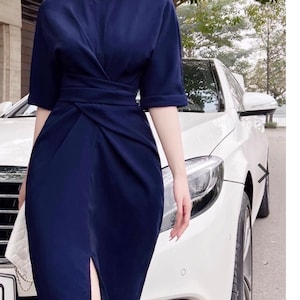Elegant design blue dress