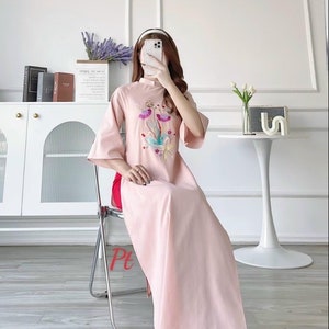 Vietnamese traditional dress Ao Dai linen  -included pants