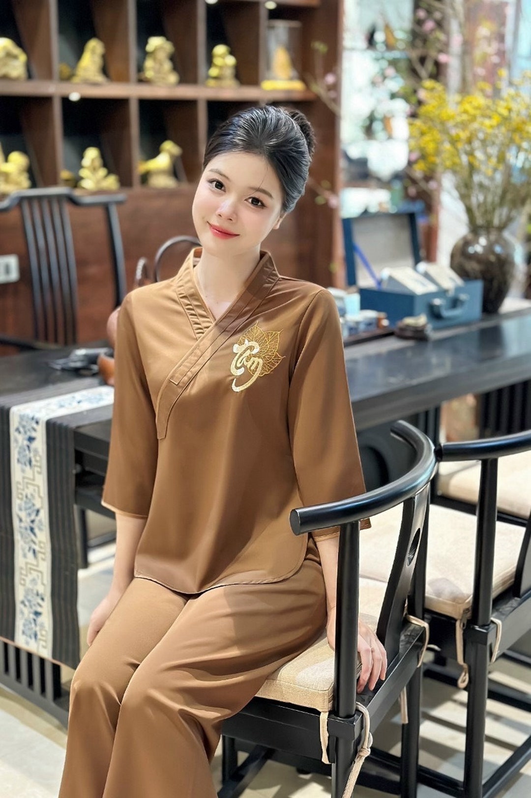 Brown Set Do Lam Di Chua, Do Bo Phat Tu/linen Pajamas Set Brown Set Do Lam Di Chua, Do Bo Phat Tu/linen Pajamas Set