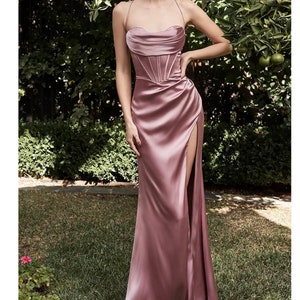 High split backless maxi evening gown dress