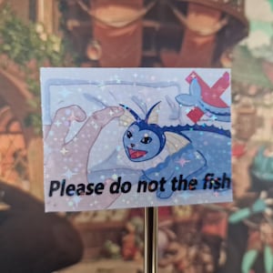 Pokemon Meme Sticker Vaporeon 'Do not the Fish' vinile scintillante