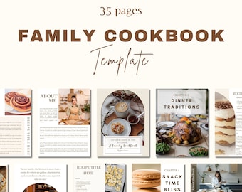 Plantilla de libro de cocina / Plantilla de libro de recetas familiar / Libro electrónico de recetas editable / Plantilla de libro de cocina familiar / Plantilla de libro de recetas / Plantilla Canva