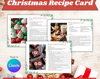 Christmas Recipe Card | Holiday Recipe Card | Editable Recipe Cards | Printable Recipe Card | Editable Recipe Card Template