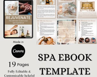 Spa Ebook Template, Skincare template, Business Template for Spa, Esthetician Resource, Canva Business Template, Spa Book Guide