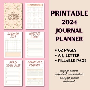 Printable planner, Personal planner bundle, daily weekly monthly planner, Goal, Health, Productivity, Finance, and year calendar.