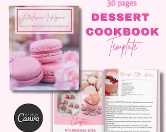 Modèle de livre de recettes de desserts | Modèle de livre de recettes | Modèle de livre de cuisine | Modèle de recette rose | Modèles de toile | Modèle de livre de recettes