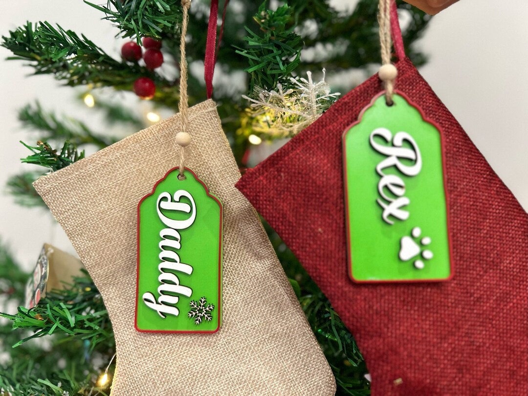 Beaded Wooden Name Tag Christmas Stocking Tags Beaded Etsy