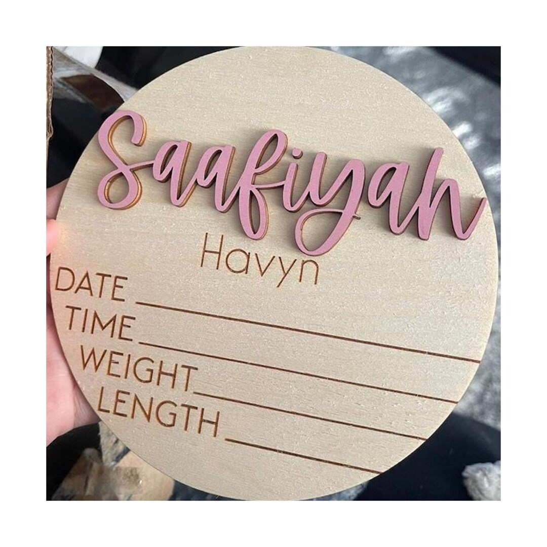 Wooden Baby Birth Announcement Sign Set Wood Sign for Birth Etsy