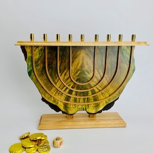 Large Handmade Wooden Menorah, One of a Kind