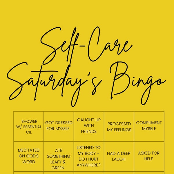 Self-Care or Spiritual-Care Wellness Game Card (Bingo)