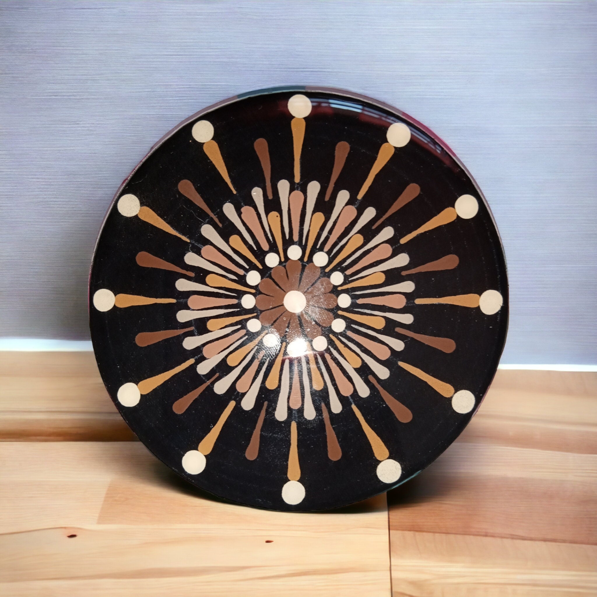 Brown - Mandana Art Handpainted Paper Mache Coasters (Set of 6)