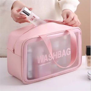 Estuche de belleza organizador cosmético - Bolsa de lavado de viaje portátil para mujeres (bolsa de almacenamiento de maquillaje impermeable transparente)