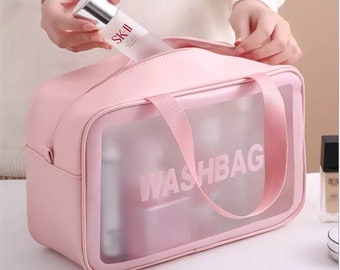 Cosmetic Organizer Beauty Case - Women's Portable Travel Wash Bag (Transparent Waterproof Makeup Storage Pouch)