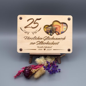 Handgefertigte Holzkarte, perfektes Geldgeschenk, personalisierte Geschenkkarte zur Silberhochzeit