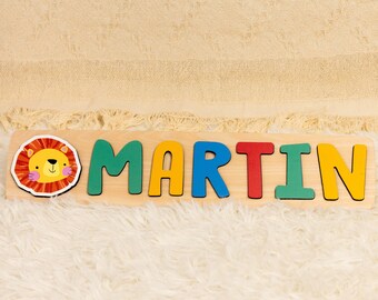 Wooden Name Puzzle by Montojoy, Toddler Toys, Baby Girl Gifts, Gift for Kids, Baby First Christmas Gift, Birthday Gifts