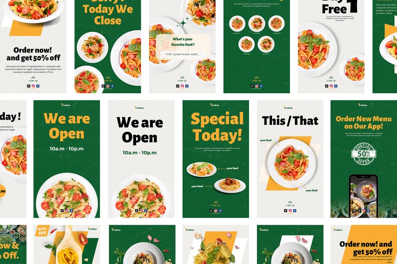 Food & Restaurant Instagram Templates Design Canva Italian - Etsy