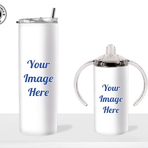 Tumbler and Sippy Cup Mockup | Transparent PNG | 20oz Tumbler | 12oz Sippy Tumbler | Dye sublimation Skinny Tumbler Wrap | Canva Mockup