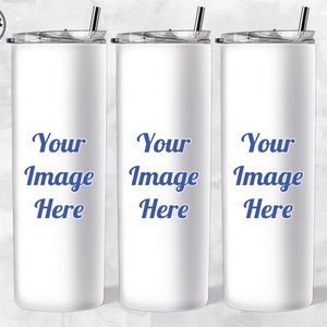 Tumbler Mockup 20oz / File PNG trasparente / Sublimazione del colore Skinny Tumbler Wrap / Facile da usare / Canva Mockup / Sfondo acquerello bianco