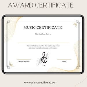Music Certificates, Achievement Award, Printable Music Awards, PDF Music Certificates, School Certificates, Instant Download