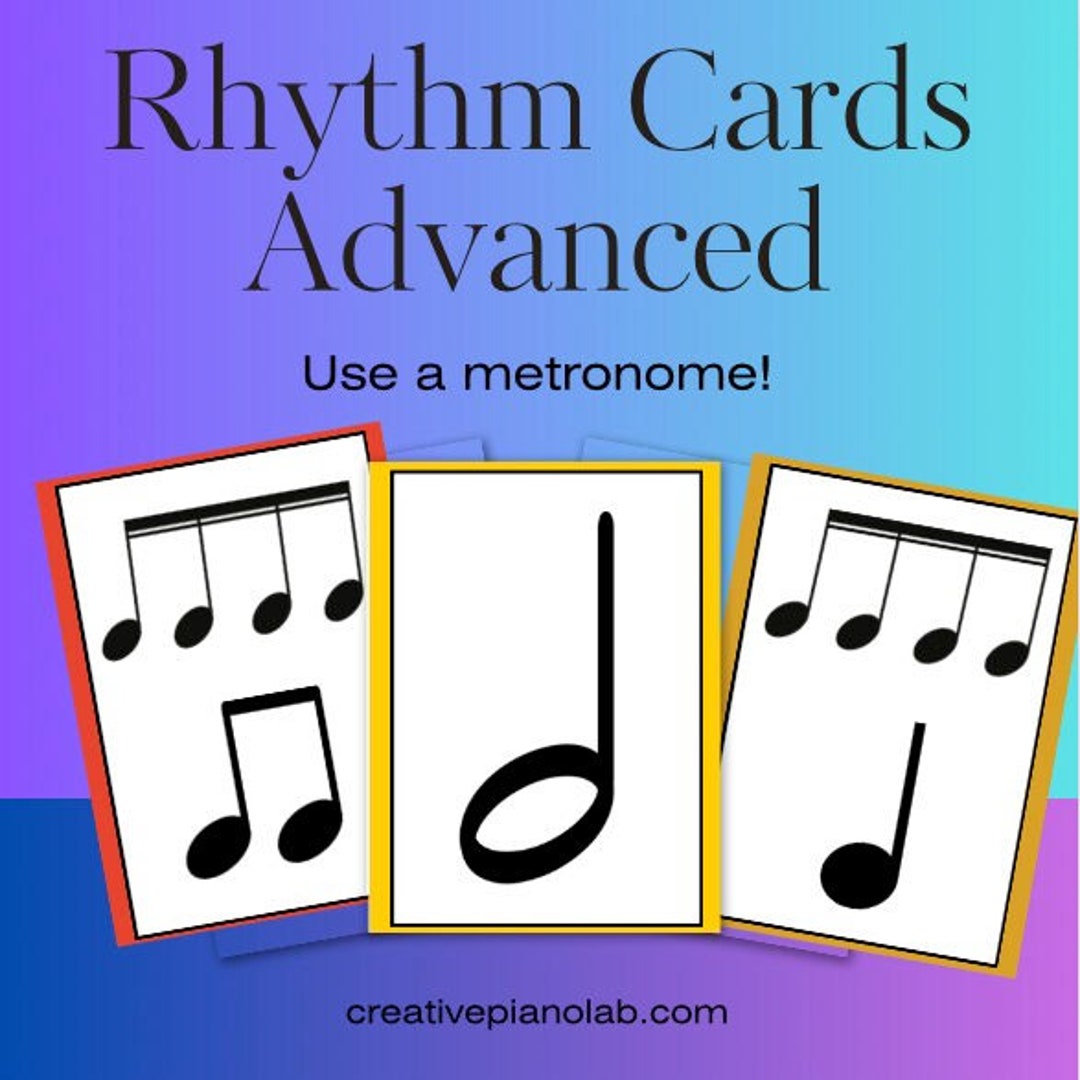 Music Rhythm Card Game With Metronome Advanced Note Durations. Clap and Count the Beats. Put the
