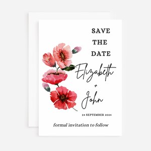 Save the date-red flowers