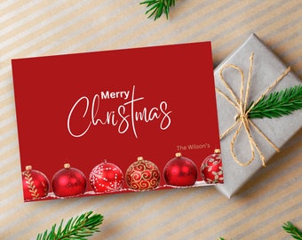 赤いクリスマスオーナメントカード