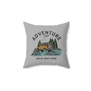 Decorative Accent Pillow - Choose Your Own Adventure; Adventure Begin; Gift for Adventurer; Gift for Nature Lover; Mountain and Trees Pillow