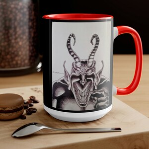 Devil - Two-Tone Coffee Mugs, 15oz, Novelty Mug, Present, College Kid, Fantasy Art, Big Mug