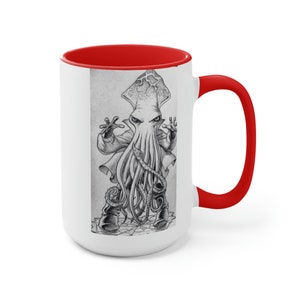Squidward - Two-Tone Coffee Mugs, 15oz, Novelty Mug, Present, College Kid, Fantasy Art, Big Mug